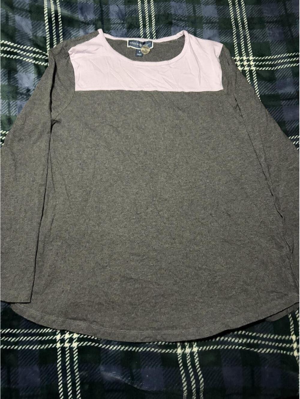 Karen Scott Gray & Pink Long Sleeve - M - 0305